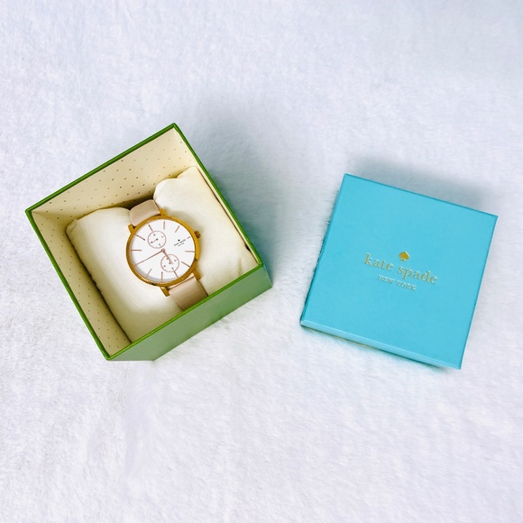 NEW KATE SPADE Gold Tone Watch with Dust Pink Leather Strap display picture 3